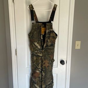Boys XL camouflage bibs for hunting